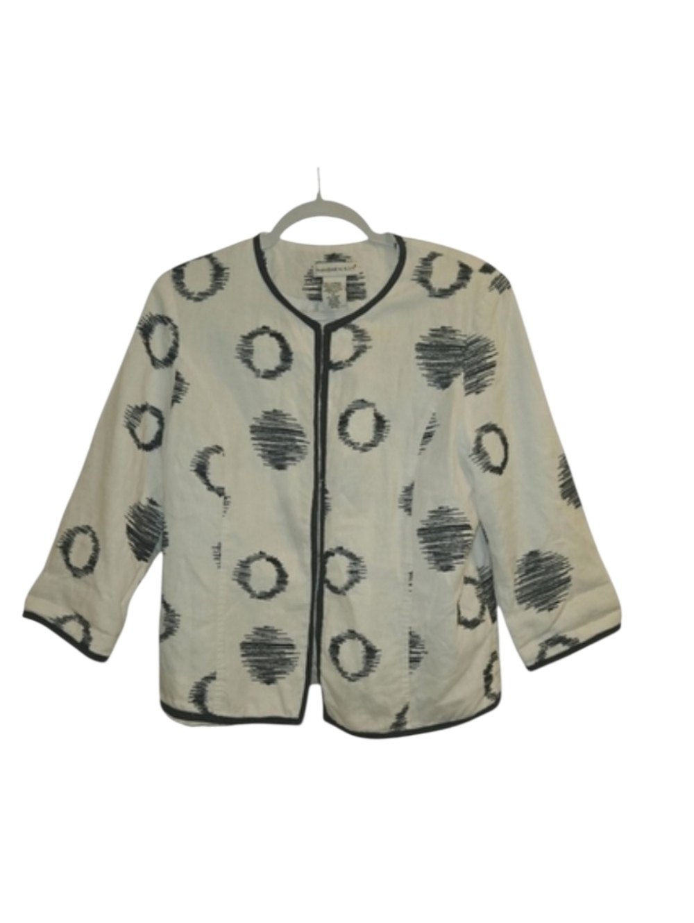 Mandarin Blue Embroidered White and Black Top / Blazer
